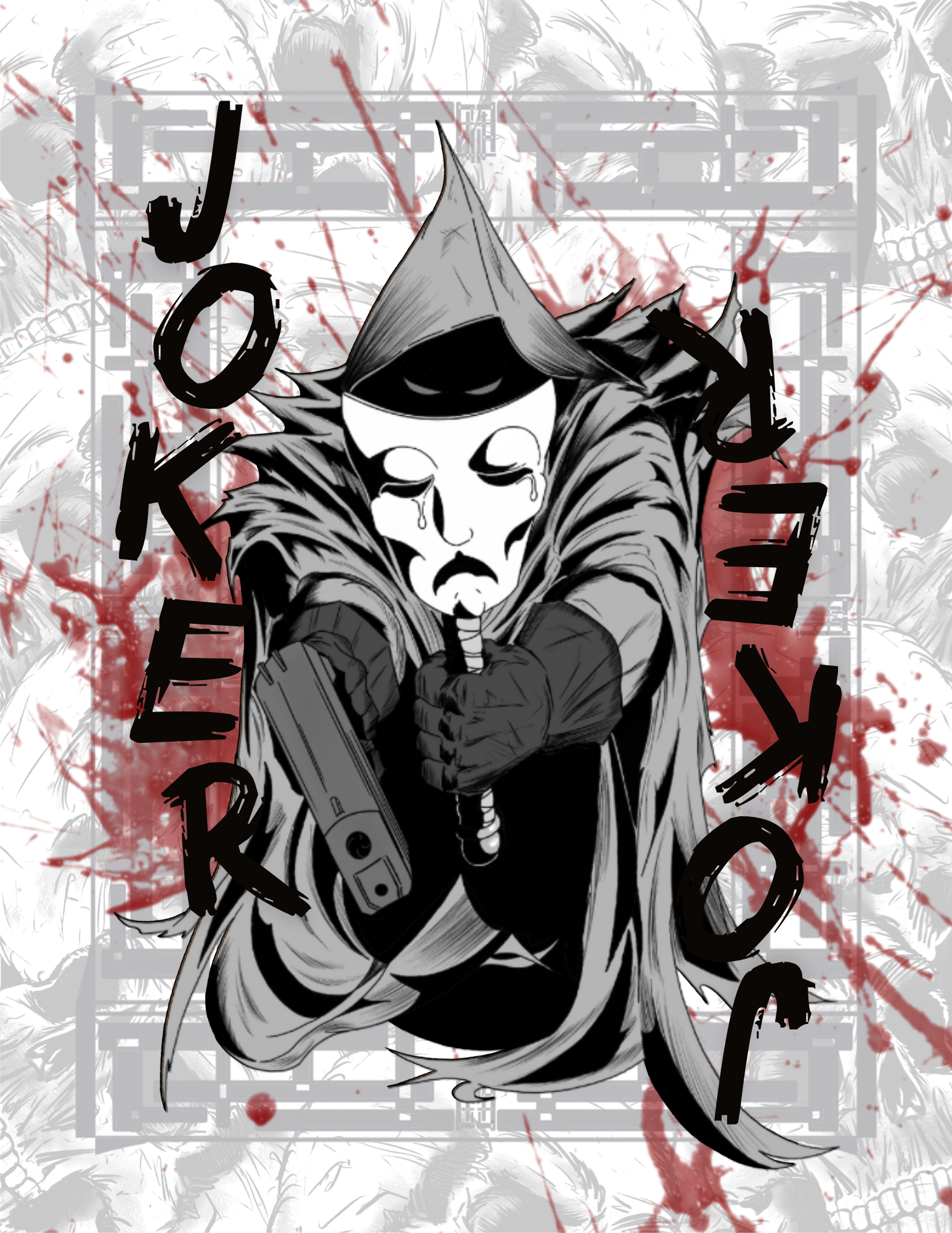 Assassin War Poker Deck Black, White and Blood