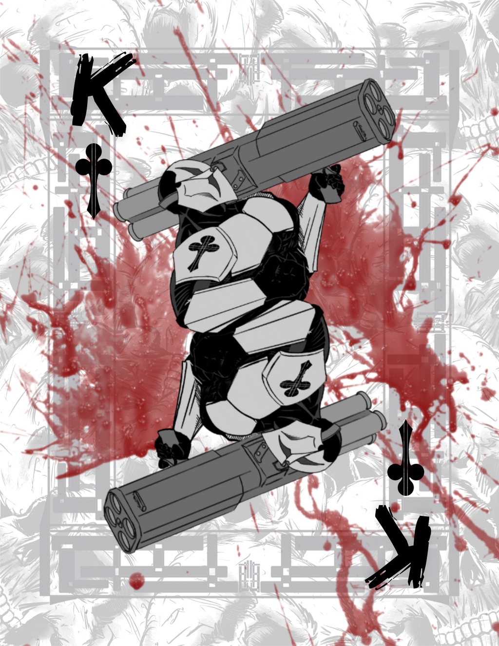 Assassin War Poker Deck Black, White and Blood